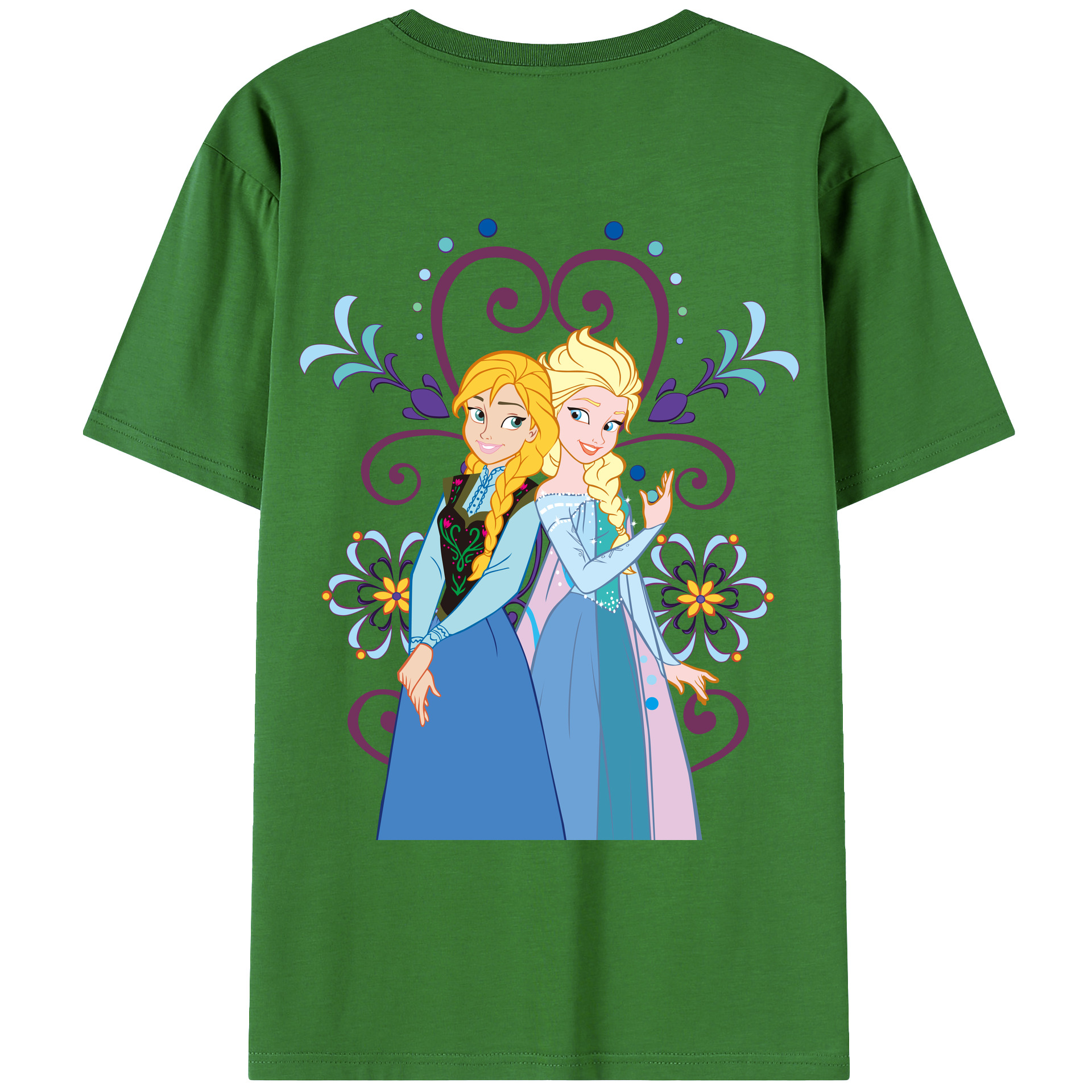 （画像用） アナと雪の女王 アンナ エルサ Frozen Anna Elsa レディース半袖Tシャツ(バックプリント)